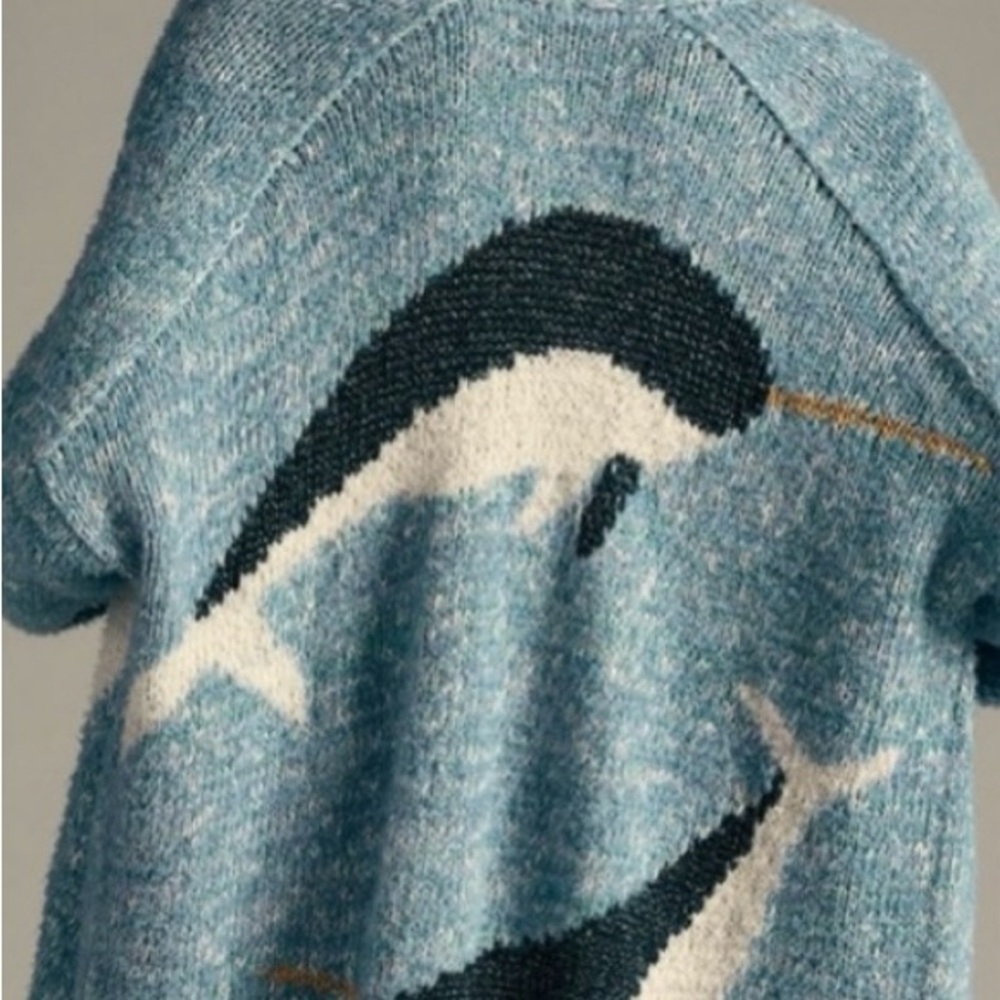 Anthropologie Rare Blue Narwhal Cardigan - Picture 7 of 7